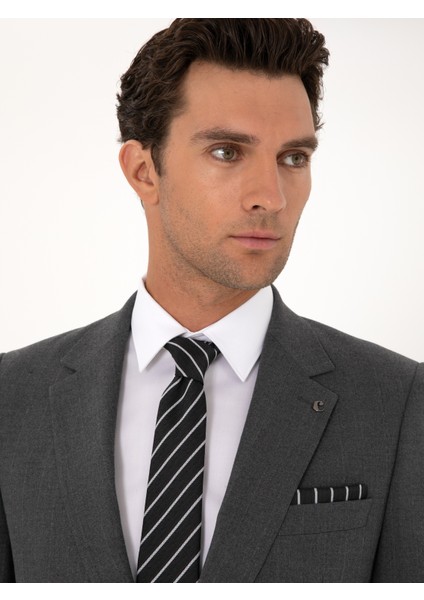 Erkek Füme Slim Fit Çizgili Mono Yaka Yün Karışımlı Takım Elbise 50316335-VR058 fiyatları