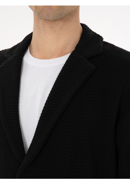 Erkek Siyah Slim Fit Pamuk Karışımlı Triko Hırka 50314760-VR046