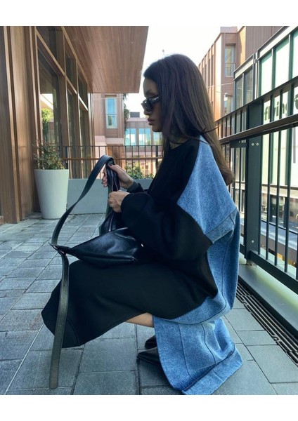 Arkası Kot Detaylı Siyah Oversize Elbise modelleri