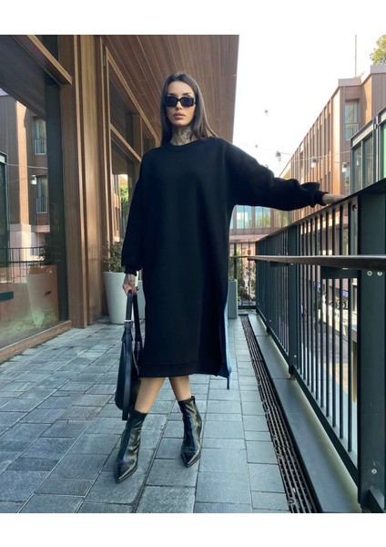 Arkası Kot Detaylı Siyah Oversize Elbise fırsatları
