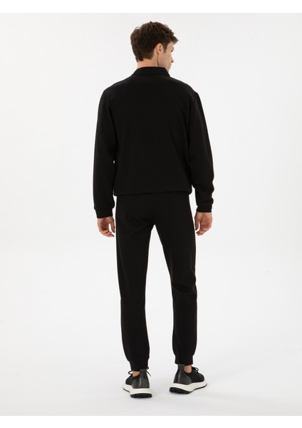 Erkek Siyah Slim Fit Pamuk Karışımlı Paçası Lastikli Eşofman Altı 50309819-VR046 indirimleri