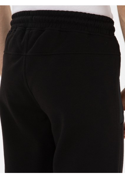 Erkek Siyah Slim Fit Pamuk Karışımlı Paçası Lastikli Eşofman Altı 50309819-VR046