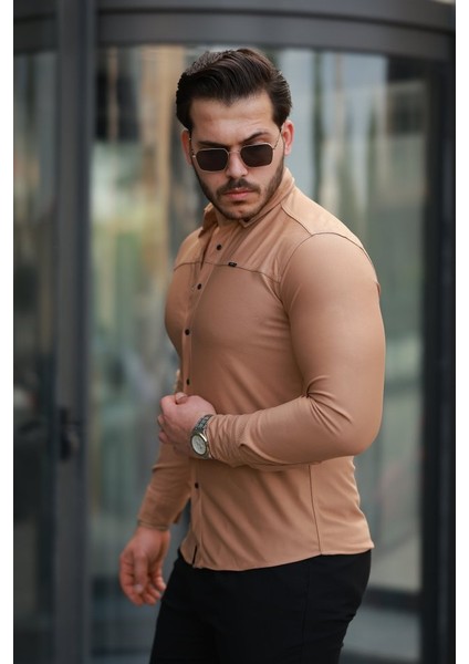 Erkek Çıtçıt Düğmeli Dikiş Detaylı Uzun Kollu Gömlek fiyatları