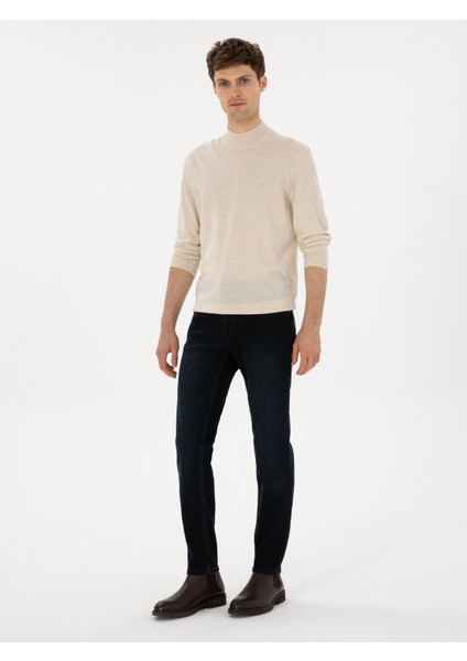 Erkek Koyu Lacivert Slim Fit Pamuk Karışımlı Jean Pantolon 50308678-VR100 modelleri