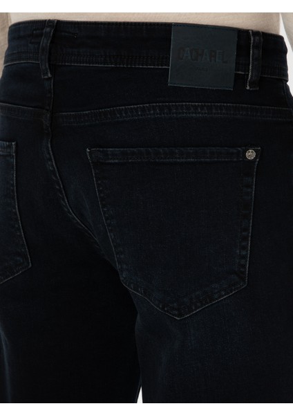 Erkek Koyu Lacivert Slim Fit Pamuk Karışımlı Jean Pantolon 50308678-VR100