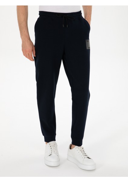 Erkek Lacivert Slim Fit Pamuk Karışımlı Paçası Lastikli Eşofman Altı 50311677-VR033 fiyatları