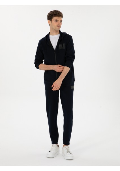 Erkek Lacivert Slim Fit Pamuk Karışımlı Paçası Lastikli Eşofman Altı 50311677-VR033 modelleri