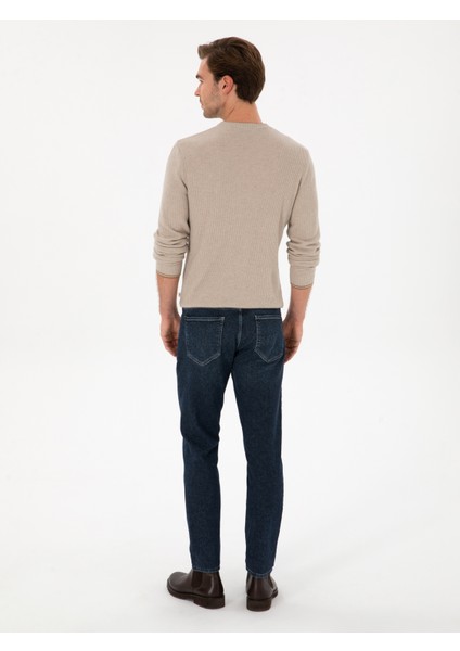 Erkek Indigo Slim Fit Pamuk Karışımlı Jean Pantolon 50308688-VR028