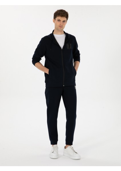 Erkek Lacivert Regular Fit Pamuk Karışımlı Tam Fermuarlı Sweatshirt 50311630-VR033 fırsatları