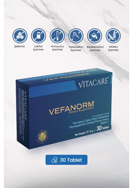 Vefanorm – 30 Tablet | Hayıt Ekstresi, Resveratrol, Quercetin, Kore Ginsengi & Vitamin-Mineral Kompleksi