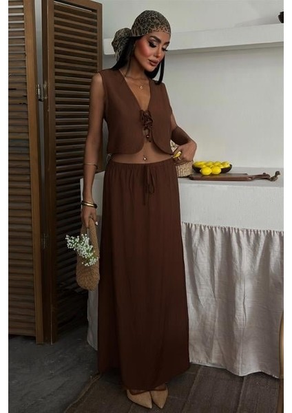 Yelek Önden Bağlamalı Uzun Etekli Takım 10192