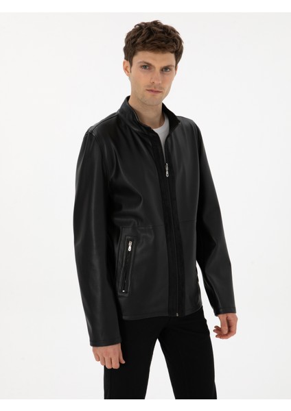 Erkek Siyah Suni Deri Mont 50314571-VR046