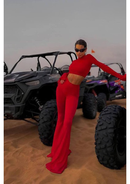 Kadın Balıkçı Crop Ispanyol Paça Pantolon Ikili Takım NBDF166 fiyatları