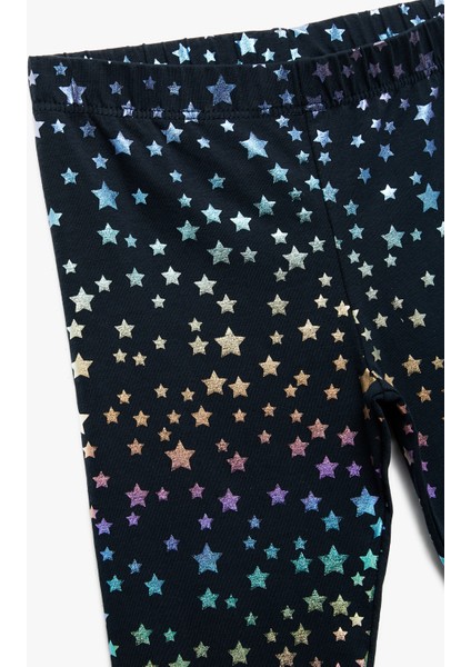 Yıldız Baskılı Beli Lastikli Pamuklu Uzun Tayt modelleri