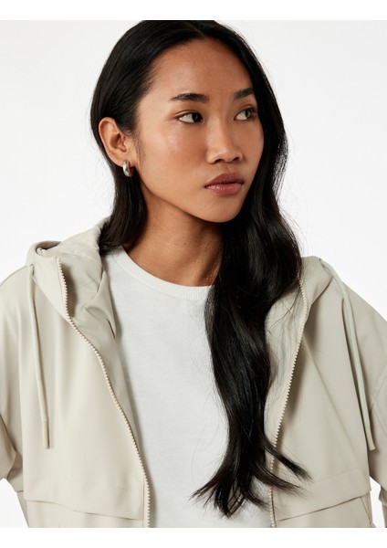 Fermuarlı Kapüşonlu Uzun Kollu Suni Deri Yağmurluk fiyatları