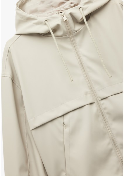 Fermuarlı Kapüşonlu Uzun Kollu Suni Deri Yağmurluk indirimleri