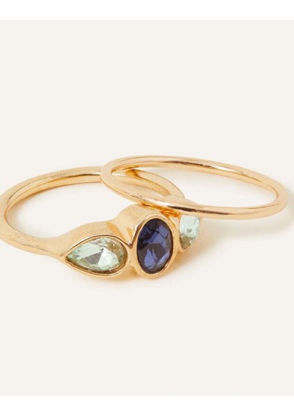 2 x Oval Gem Stackın Blue