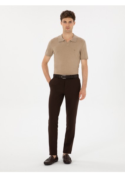 Erkek Kahverengi Slim Fit Kanvas Pantolon 50319449-VR029