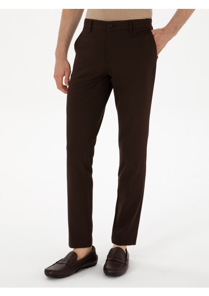Erkek Kahverengi Slim Fit Kanvas Pantolon 50319449-VR029