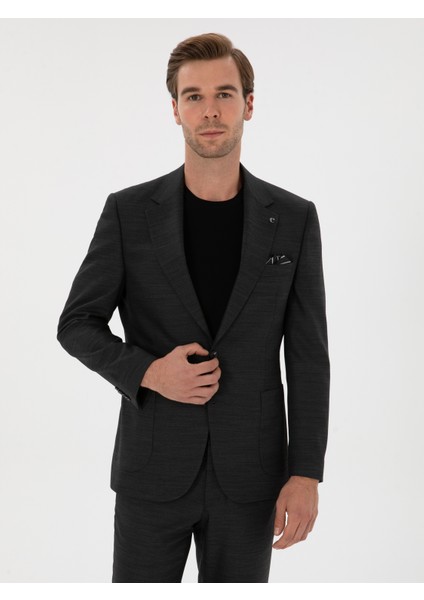 Erkek Antrasit Slim Fit Mikro Desenli Mono Yaka Yün Karışımlı Takım Elbise 50310980-VR006 modelleri