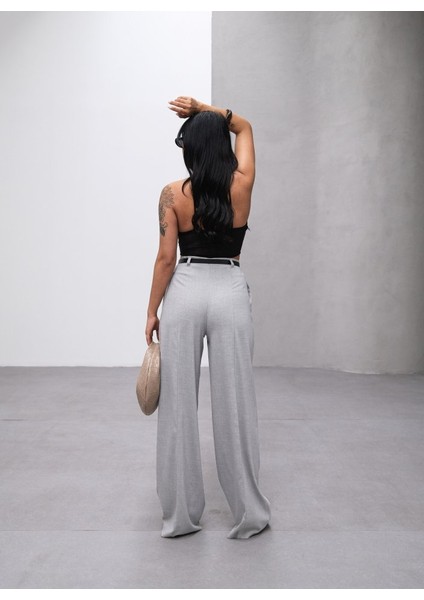 Poly Viscose Yüksek Bel Kemerli̇ ve Dökümlü Palazzo Pantolon (Kemer Dahi̇l) fiyatları