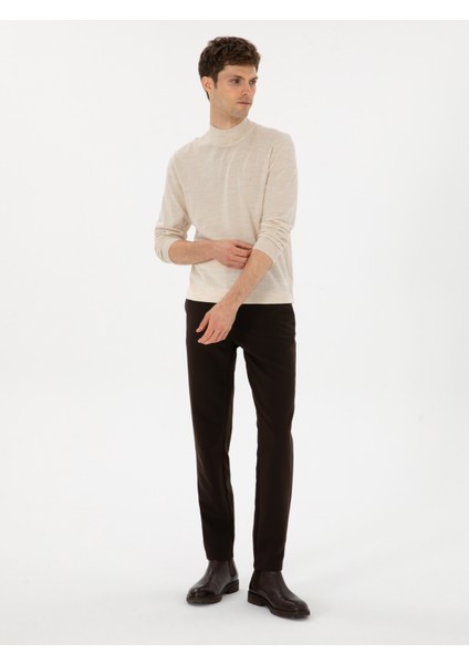 Erkek Bej Slim Fit Yün Karışımlı Yarım Balıkçı Basic Triko Kazak 50315296-VR011 fırsatları