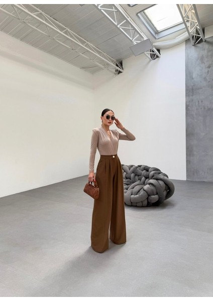 230 gr Poly Viscose Full Lycra Pi̇leli̇ Palazzo Pantolon