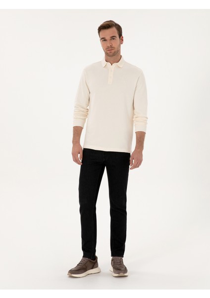 Erkek Ekru Regular Fit %100 Pamuk 3 İplik Polo Yaka Sweatshirt 50318960-VR019 fırsatları