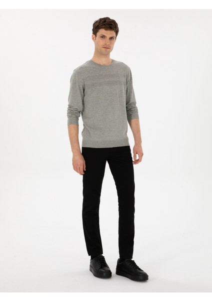 Erkek Füme Slim Fit Pamuk Karışımlı Bisiklet Yaka Triko Kazak 50318982-VR058 fırsatları