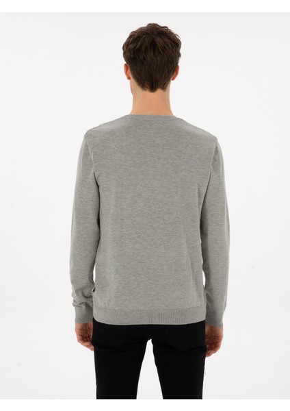 Erkek Füme Slim Fit Pamuk Karışımlı Bisiklet Yaka Triko Kazak 50318982-VR058 indirimleri