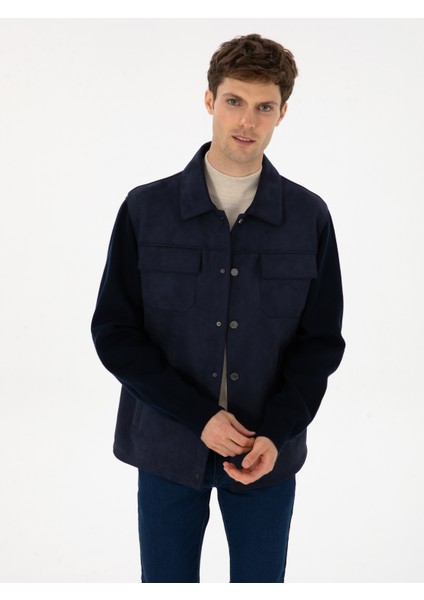 Erkek Lacivert Suni Deri Mont 50314737-VR033