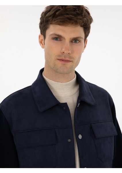 Erkek Lacivert Suni Deri Mont 50314737-VR033 fiyatları