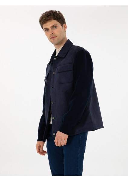 Erkek Lacivert Suni Deri Mont 50314737-VR033 modelleri