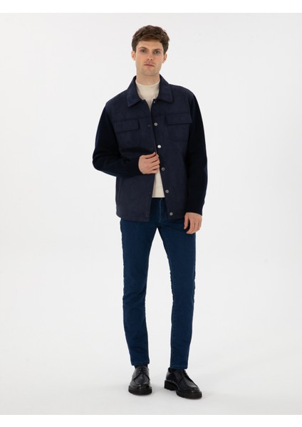 Erkek Lacivert Suni Deri Mont 50314737-VR033 fırsatları