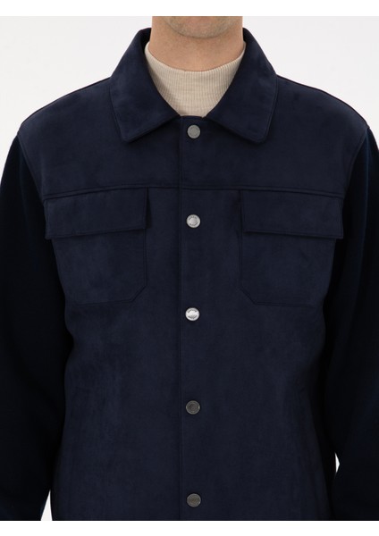 Erkek Lacivert Suni Deri Mont 50314737-VR033