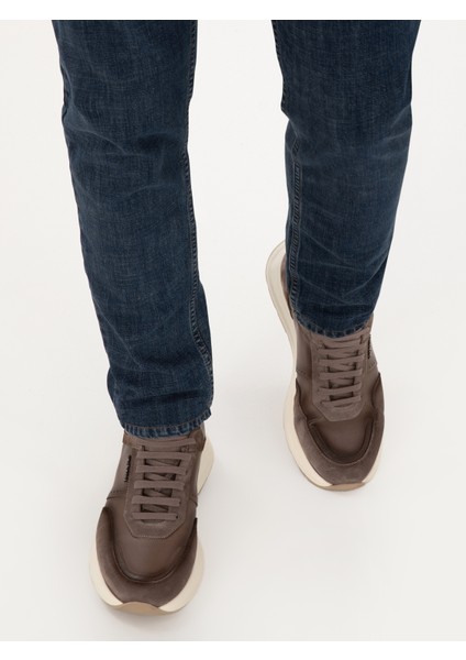 Erkek Kahverengi Eva Taban %100 Deri Sneaker Ayakkabı 50312358-VR029