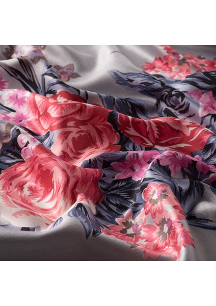 Gri Saray Bahçesi Desenli Ipek Şal modelleri