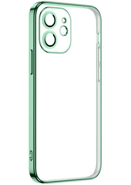 iPhone 12 Uyumlu Omsy Krep Kapak-Açık Yeşil