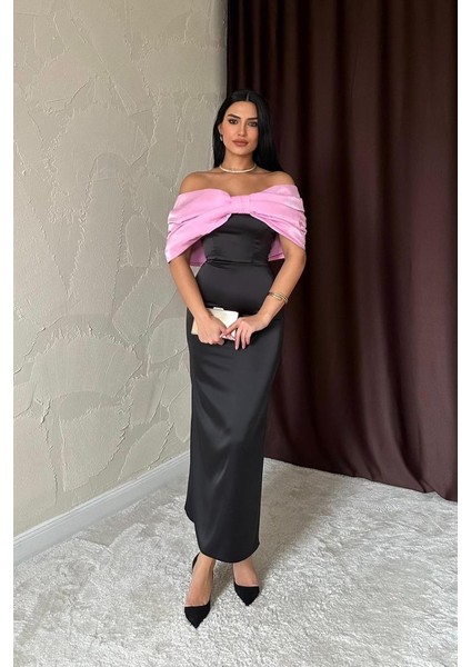 Pembe Önü Fiyonklu Elbise