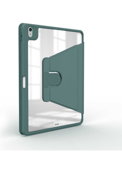 iPad Air 11 2025 M3 Kılıf Omsy Nayn Dönebilen Standlı Kılıf - Koyu Yeşil