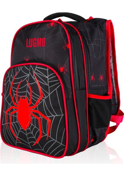 3 Lü Ilkokul Çanta Seti Erkek Çocuk Çantası Astarlı Pedli Örümcekli Siyah