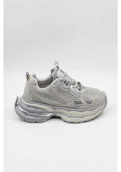 Kristebell Ithal Özel Seri Kadın Taşlı Sneaker Ayakkabı KB1030 - Gri - 36