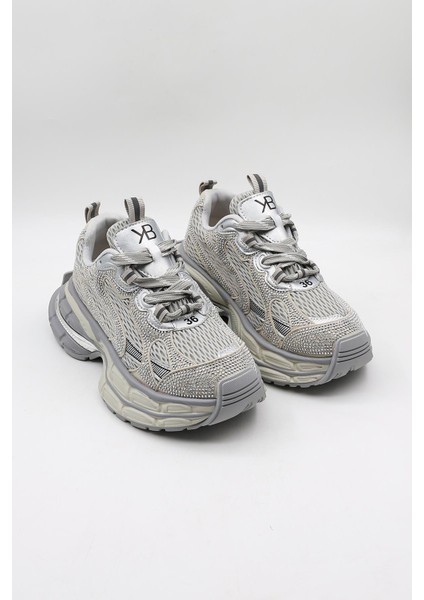 Kristebell Ithal Özel Seri Kadın Taşlı Sneaker Ayakkabı KB1030 - Gri - 36 fırsatları