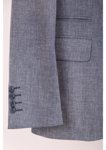 Errkek Mavi Keten Dokulu Spor Ceket fırsatları