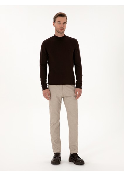 Erkek Bej Slim Fit Pamuk Karışımlı Armürlü Kanvas Pantolon 50311720-VR011 fırsatları