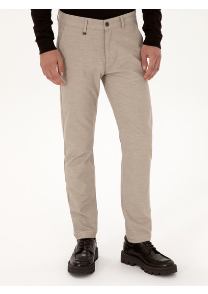 Erkek Bej Slim Fit Pamuk Karışımlı Armürlü Kanvas Pantolon 50311720-VR011 indirimleri