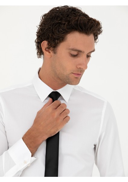 Erkek Beyaz Slim Fit Uzun Kollu Gömlek 50282349-VR013 fiyatları