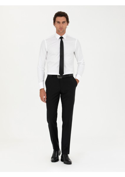 Erkek Beyaz Slim Fit Uzun Kollu Gömlek 50282349-VR013 fırsatları