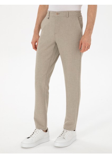 Erkek Bej Slim Fit Yün Karışımlı Kanvas Pantolon 50308721-VR011 fiyatları