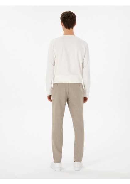 Erkek Bej Slim Fit Yün Karışımlı Kanvas Pantolon 50308721-VR011 indirimleri